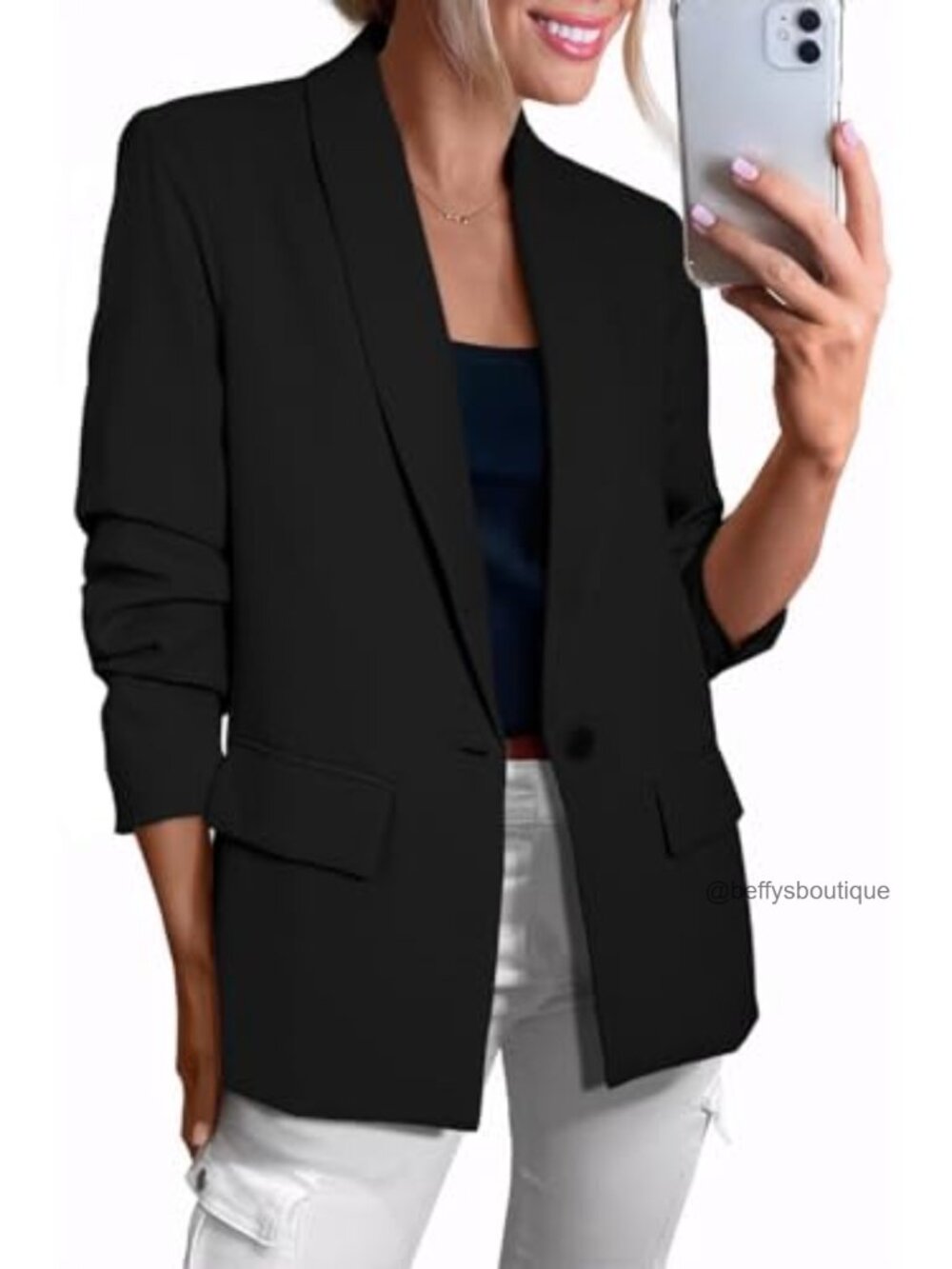 Happy Sailed Womens Long Sleeve Blazer Open Front Work Office Suit Jacket